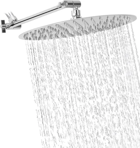 NearMoon Cabezal de ducha de lluvia con brazo ajustable de 11 pulgadas, ducha de lluvia de acero inoxidable de alta presión, diseño ultrafino,