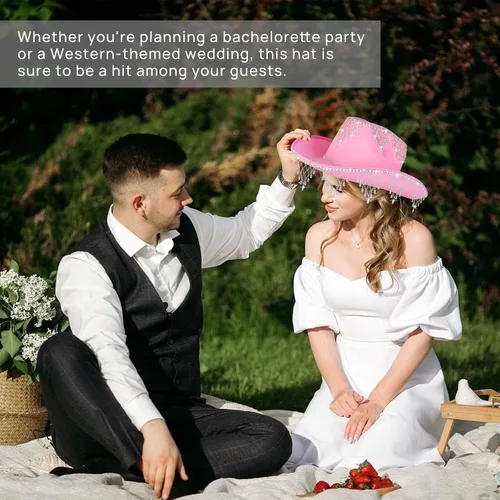Miniatura 6 de Rhinestone Cowboy Hat - Bridal Cowgirl Hat for Women Bride to Be, Rhinestones Cowgirl Hat