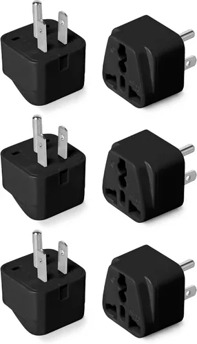 Miniatura 13 de Bates - Adaptador universal de enchufe de viaje, paquete de 2, convierte enchufes de la UE/Reino Unido y Asia a enchufe de EE. UU., adaptador