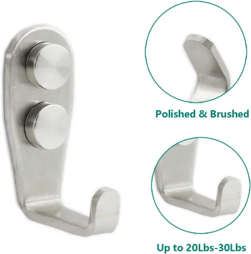 Miniatura 4 de Ganchos de acero inoxidable para colgar toallas, llaves, sombreros, ganchos de pared para cocina y baño, para interiores y exteriores, paquete de 8