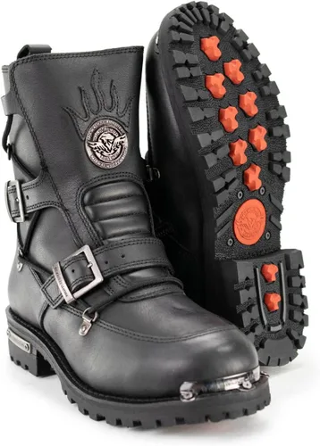 Miniatura 4 de Milwaukee Leather MBM9076 Botas de cuero tácticas tipo logger negras para hombre con mejora de hebilla - 7