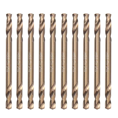 Miniatura 9 de Brocas de cobalto de 1/4 pulgadas (10 unidades), M35 HSSCO de acero de alta velocidad de doble extremo rechoncho para metal endurecido, acero