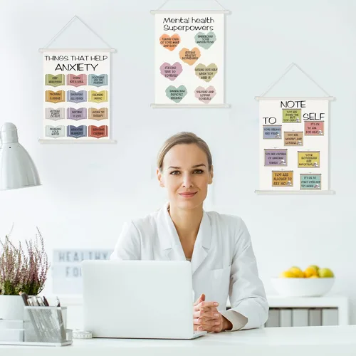 Miniatura 3 de Gersoniel 3 piezas de notas para la auto-terapia, decoración de oficina, pósteres de salud mental, carteles calmantes de esquina, psicología