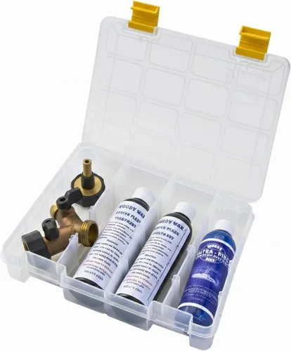 Kit de descarga de motor marino, restaurador de metal interno y bloqueador de corrosión de agua salada, incluye jabón de barco, accesorio de