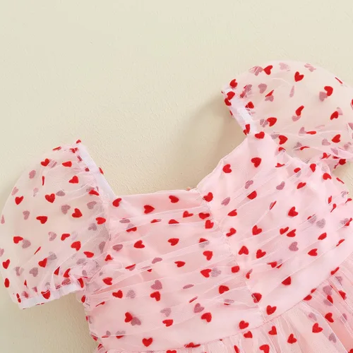 Miniatura 2 de Vestido para el día de San Valentín para niña pequeña, con estampado de corazón, tul de malla, tutú de princesa, vestido de princesa para el primer