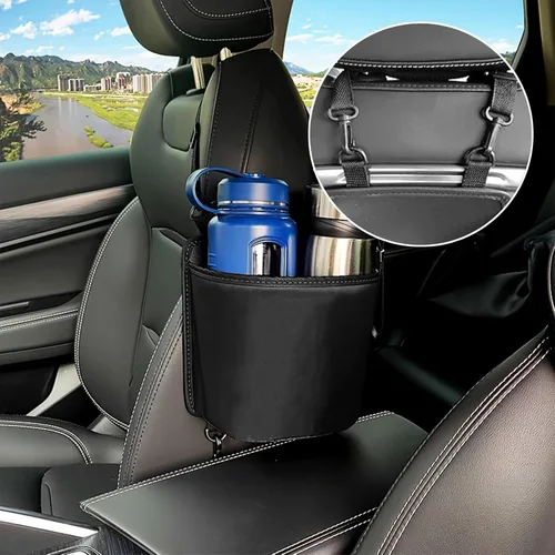 Miniatura 6 de Expansor de Portavasos de Coche para el Lado del Asiento, Bolsa de Almacenamiento Colgante Multifuncional para Botella de Agua, Taza y Bebida