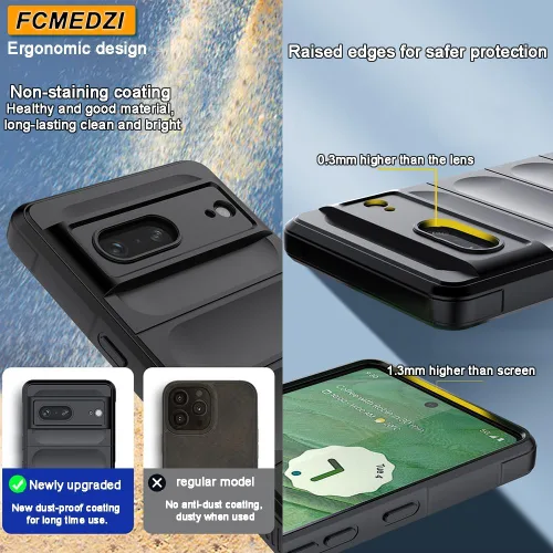 Miniatura 4 de Funda compatible con Google Pixel 8 Pro con tacto agradable al tacto [protección de grado militar de 15 pies] y protector de pantalla de vidrio