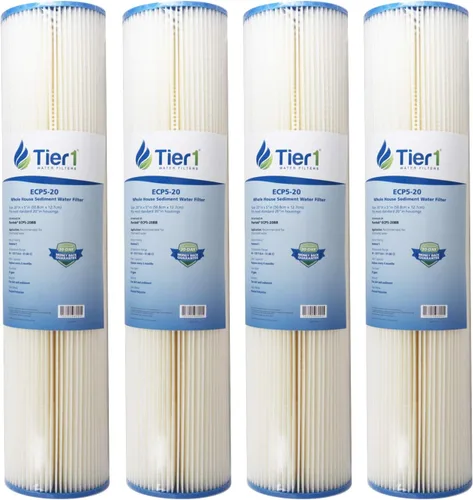 Miniatura 9 de Tier1 Filtro de agua de 30 micras de 20 x 4.5 pulgadas Filtro de agua de sedimentos para toda la casa Cartucho de poliéster plisado Reemplazo