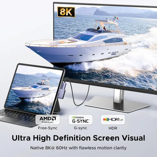 Miniatura 2 de UGREEN Adaptador unidireccional USB C a DisplayPort 1.4 con PD de 100 W de carga rápida 8K @60Hz 4K a 240Hz Thunderbolt 4/3 a DP Compatible