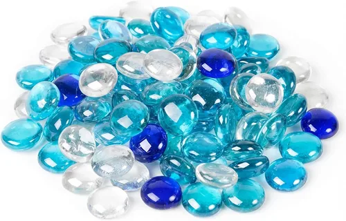 Miniatura 8 de Houseables Cuentas de vidrio para jarrones, canicas para jarrones, canicas de vidrio, relleno, cuentas azules, planas, gemas azules, manualidades
