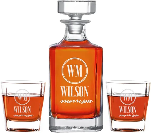 Miniatura 9 de Personalized Whiskey Decanter Set with Glasses - 7 Design Options - Custom Engraved Liquor 27 oz, Bourbon Decanter for Men Dad Birthday Graduation