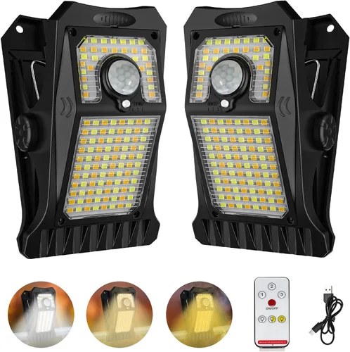 Miniatura 9 de Tryme 45LEDs Luces solares para exteriores con sensor de movimiento, luces de clip con sensor de movimiento, 3 modos, 3 formas de montaje, luz