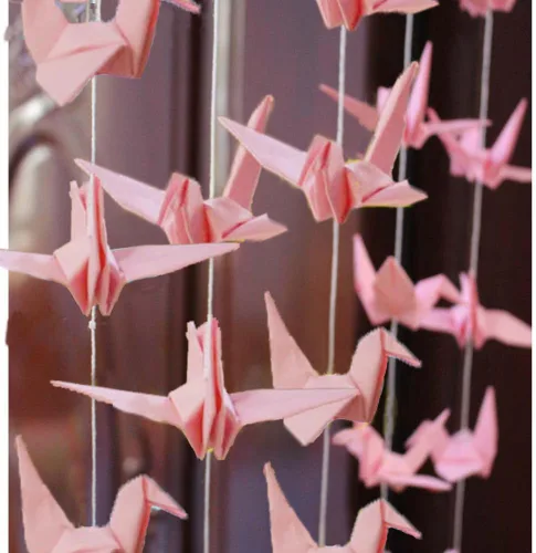Miniatura 3 de Guirnalda colgante de grúa de papel (3 cuerdas x 5.2 pies), serpentinas de pájaros de origami para despedida de soltera, baby shower, suministros