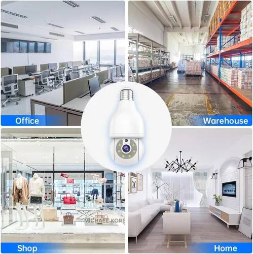 Miniatura 6 de EVERSECU HD 2K 3.0MP Cámara de seguridad de bombilla inalámbrica con conector de luz E27, seguimiento automático PTZ, audio de dos vías, visión