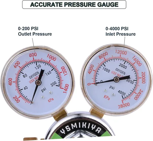 Miniatura 3 de Regulador de oxígeno resistente, medidor de tanque grande, salida de regulador de antorcha de corte 0-200PSI entrada 0-4000PSI CGA 540