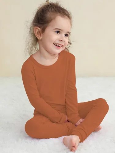 Miniatura 21 de GUISBY Conjunto de pijama de rayón de bambú para niños y niñas, ajuste cómodo, para uso diario, conjunto de pijama de 2 piezas