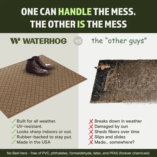 Miniatura 5 de Bungalow Flooring Waterhog - Tapete para puerta, 4 x 6 pies, fabricado en Estados Unidos, duradero y decorativo, antideslizante, interior/exterior