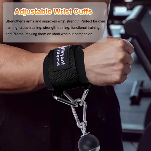 Miniatura 5 de J Bryant Muñequeras de fitness para máquinas de cable, correas de muñeca ajustables resistentes con acolchado de neopreno de 0.276 in para Negro