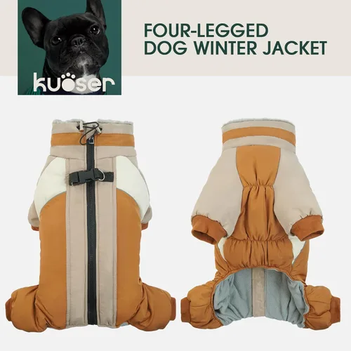 Miniatura 3 de Kuoser - Abrigo completo para perro - Abrigo cálido de invierno con chaqueta reflectante y arnés incorporado para perros pequeños - Adecuado