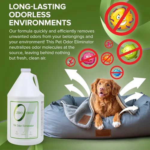 Miniatura 7 de Zero Odor Eliminador de olores de mascotas, removedor de olores de aire y superficie para alfombras, muebles y camas de mascotas, repuesto, 128 onzas