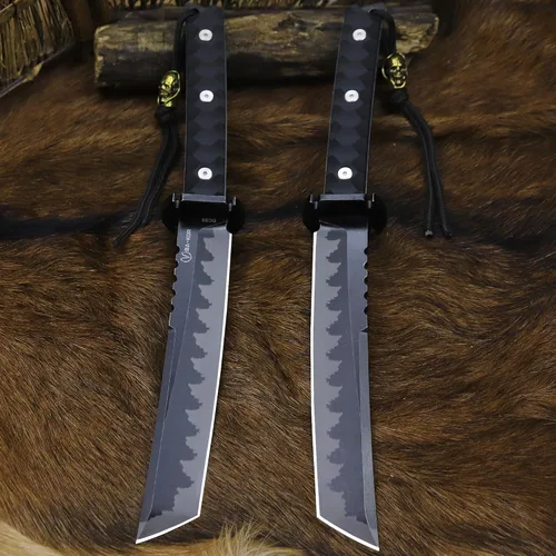 Miniatura 5 de BA-KOR Cuchillo para exteriores de estilo japonés de espiga completa de 15.8 pulgadas – acero DC53 de 8mm, mango y funda de fibra de nailon
