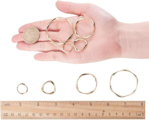 Miniatura 4 de PH PandaHall 32 piezas de 4 tamaños de anillo de enlace giratorio de aleación de metal para círculos de joyería para aretes, collares, pulseras