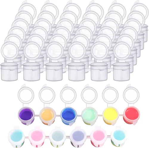 Miniatura 10 de YGAOHF 120 macetas de pintura con tapas, 0.2 fl oz/0.17 onzas, macetas grandes vacías con tapas, contenedor de pintura acrílica fácil de abrir, 20