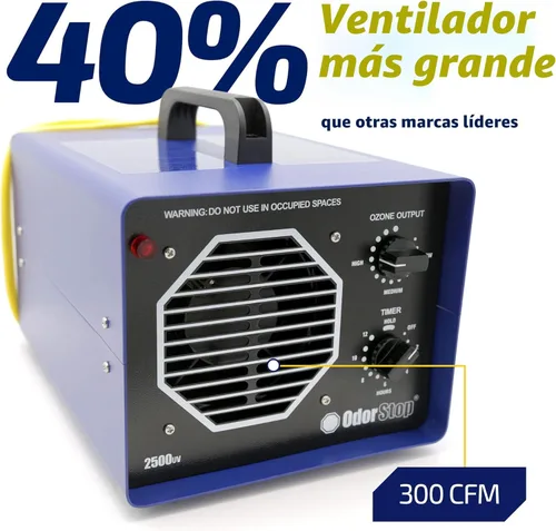 Miniatura 5 de OdorStop OS2500UV Generador de Ozono de Grado Profesional Ionizador para Áreas de 2500 Pies Cuadrados+, Para Desodorizar y Purificar Áreas
