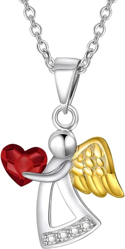 AOBOCO 925 Sterling Silver Guardian Angel Necklace, Birthday Baptism Communion Gifts for Girls Daughter