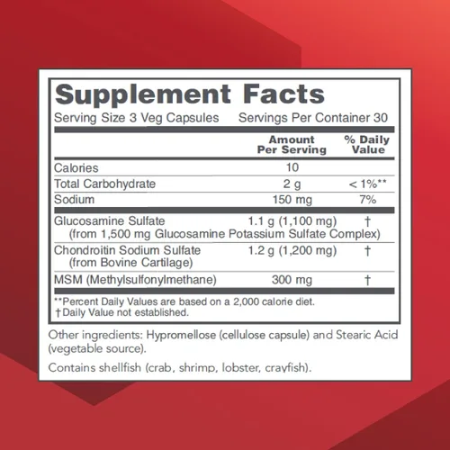Miniatura 2 de PROTOCOL FOR LIFE BALANCE Glucosamina y condroitina con MSM - Soporte articular* - Suplemento de condroitina MSM - Sin OMG y sin lácteos - 90