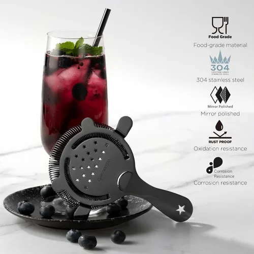 Miniatura 7 de Homestia Hawthorne - Colador de cóctel de acero inoxidable con resorte extraíble de alta densidad para bartending, cocteleras Boston y vasos