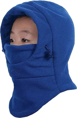 Miniatura 13 de Azarxis Gorro de niños con pasamontañas de forro polar para esquí, máscara facial de invierno, gorro ajustable con calentador doble para el cuello
