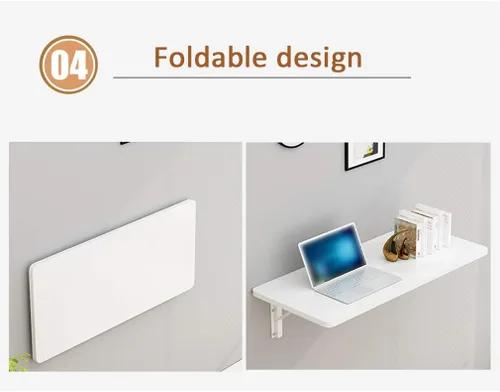 Miniatura 7 de Mesa plegable resistente para montaje en pared, escritorio de computadora multifunción, mesas de bar flotantes, mesa de comedor de cocina, banco