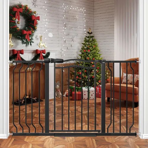 Miniatura 15 de Puerta de bebé extra ancha para puertas de 53.1 a 62.6 pulgadas, puertas para perros montadas a presión con puerta, barrera de seguridad infantil