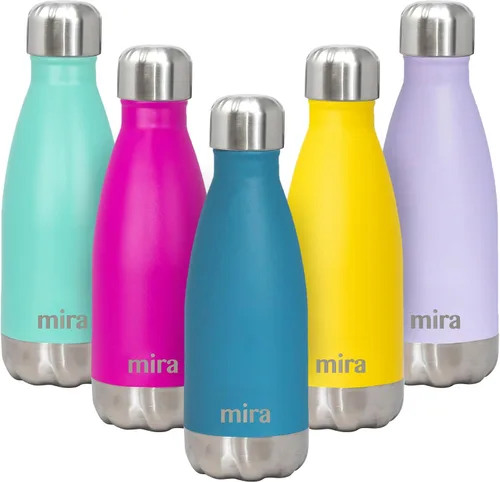 Miniatura 8 de MIRA Botella de agua aislada de 12 onzas – Termo delgado de acero inoxidable en forma de cola – Frasco caliente y frío de doble pared