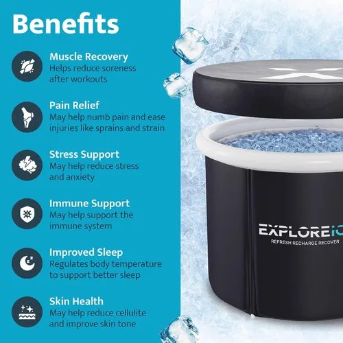 Miniatura 3 de Explore Ice Bath Pro Max - Bañera inflable extra grande para atleta, portátil, para terapia de agua fría, con tapa y bolsa de transporte