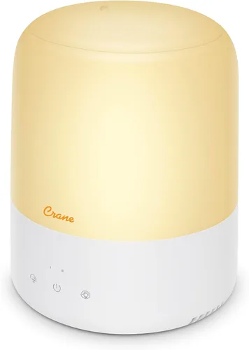 Crane Top Fill - Mini humidificador para dormitorio y guardería, difusor de aceite esencial 3 en 1, luz para dormir, 0.5 galones, humidificador para