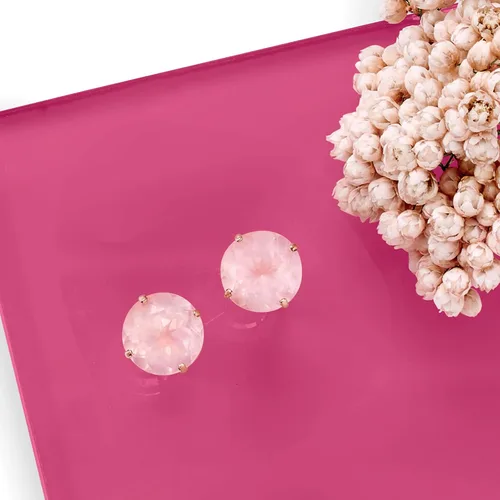 Miniatura 4 de Ross-Simons Pendientes de tuerca de cuarzo rosa de 4,80 quilates en oro rosa de 14 quilates