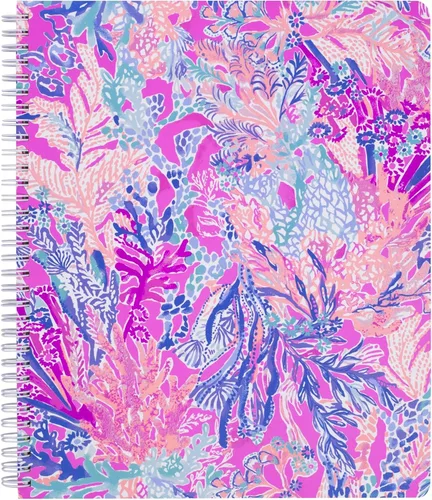 Lilly Pulitzer Cuaderno de espiral de tapa dura, grande, 11" x 9.5", con 160 páginas a rayas, Aquadesiac