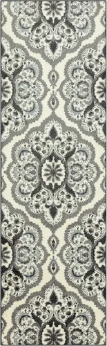 Miniatura 35 de Maples Rugs - Alfombra antideslizante Vivian, para pasillo o entrada, patrón de medallones [fabricada en Estados Unidos], 2 x 6 pies, color gris