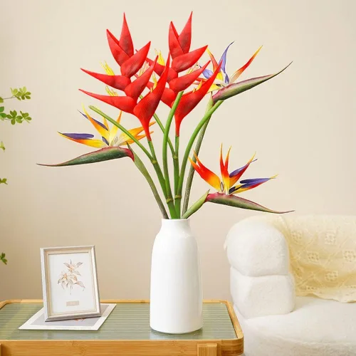 Miniatura 3 de XZJMY Bird of Paradise Plantas verdes, flores artificiales, 34.2 pulgadas, ramo de flores artificiales grandes y elegantes adecuado para decoración