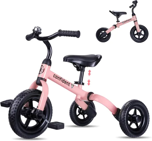 Miniatura 10 de YGJT Triciclo 3 en 1 para niños de 2 a 5 años, bicicletas de equilibrio plegables para niños con asiento ajustable y pedal extraíble, juguetes