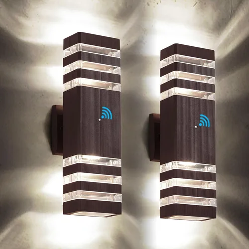 Miniatura 9 de tewei Luces LED de montaje en pared para exteriores del anochecer al amanecer, 1 paquete de 14 W, IP65, 3000 K, 1100 lúmenes, blanco cálido