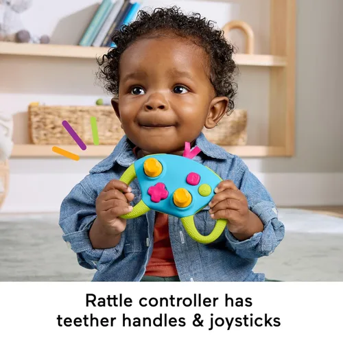 Miniatura 3 de Fisher-Price Juguetes para Recién Nacidos Level-Up Little Gamer Set de Regalo, Sonajero para Bebé Mordedor y Actividades Crinkle para Infantes de 3+
