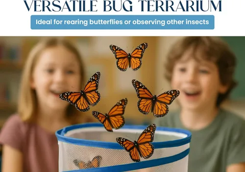 Miniatura 6 de Jaula de malla de hábitat para insectos y mariposas de 11 x 12 pulgadas, transparente