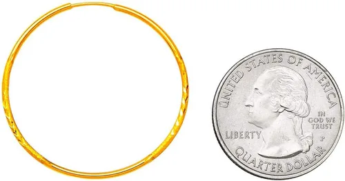 Miniatura 2 de Aretes de aro sin fin continuo de oro amarillo de 14 quilates con corte de diamante (tubo de 0.049 in)