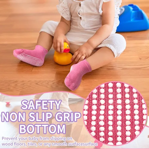 Miniatura 3 de HYCLES Calcetines para niña, 12 pares de calcetines antideslizantes para niñas de 1 a 7 años