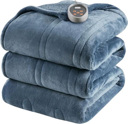 Miniatura 35 de Beautyrest Manta térmica, manta eléctrica, suave, cálida y reversible, manta térmica Sherpa para oficina, sofá, 3 ajustes de calor, apagado