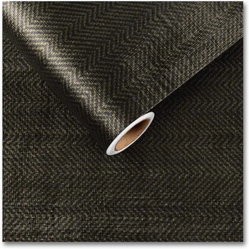 CRE8TIVE Papel tapiz de pasto negro dorado para despegar y pegar, papel tapiz metálico de espiga con textura, autoadhesivo, tela extraíble, papel de
