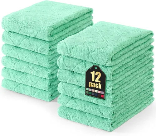 Miniatura 26 de Homaxy - Paquete de 12 trapos de cocina (10 x 10 pulgadas, morado), de terciopelo coral, supersuaves y absorbentes, de secado rápido, paño